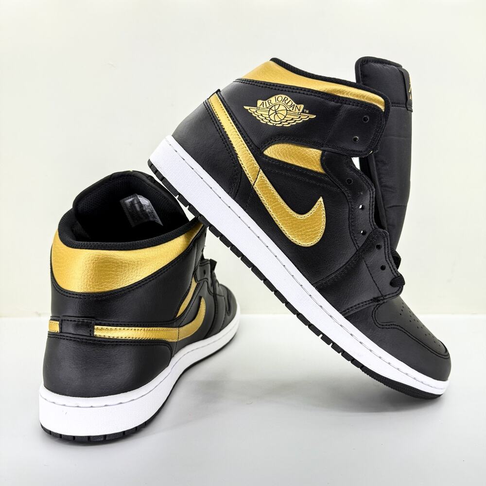 Air Jordan 1 Mid "Black/Metallic Gold-White" [DQ8426-071] Men's Size 12